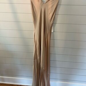 Show Me Your MuMu Jasmine Halter Maxi Dress, Champagne Luxe, Size XL